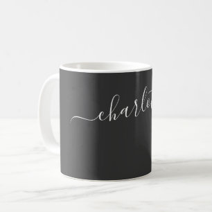 Caneca De Café Cor Elegante Jato Preto Moderno Nome Personalizado