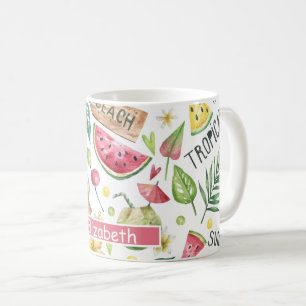 Caneca De Café Cor Feminina Relaxamento na Praia