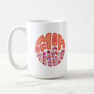 Caneca De Café Cor Floral Laranja Colorida Mãe de Três Filhos