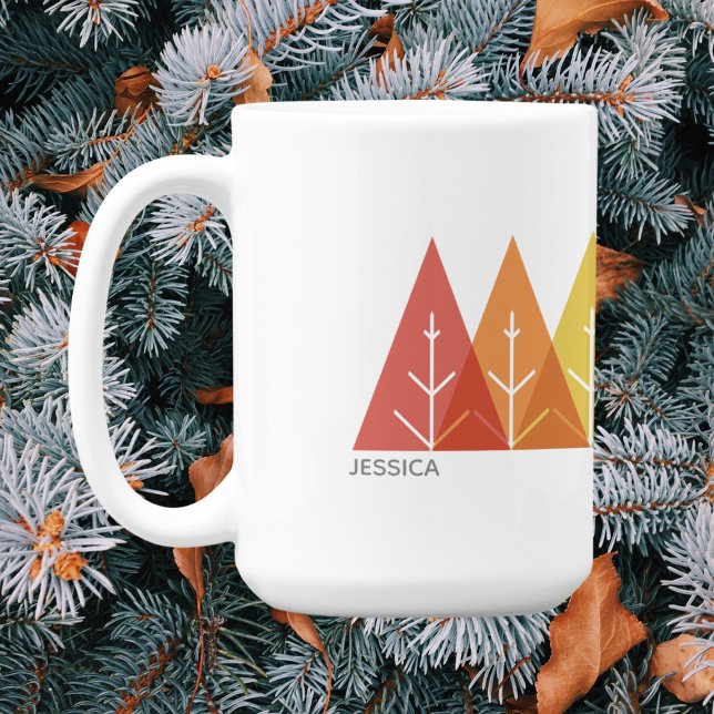 Caneca De Café Cor Geométrica Moderna Sobreposição de Natal (Criador carregado)