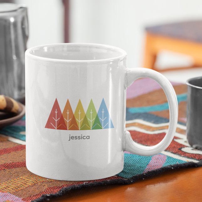 Caneca De Café Cor Geométrica Moderna Sobreposição de Natal (Criador carregado)