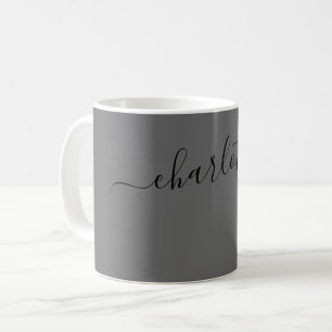 Caneca De Café Cor Granito Elegante Moderno Nome Personalizado