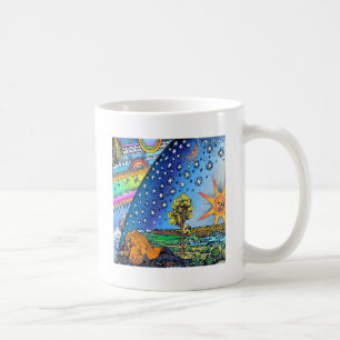 Caneca De Café COR lisa do quadrado do design da terra do Woodcut