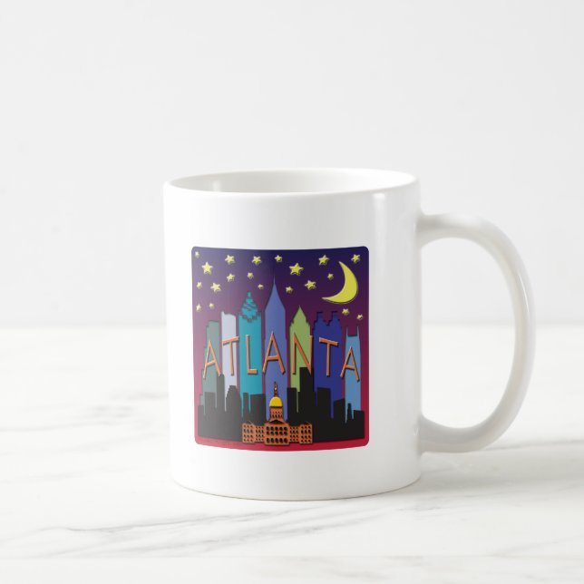 Caneca De Café Cor mega da skyline de Atlanta (Direita)