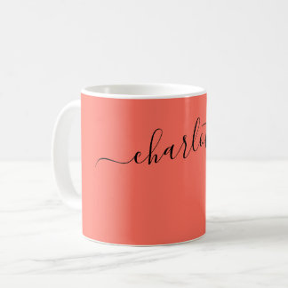 Caneca De Café Cor Moderna Agridoce Elegante Nome Personalizado