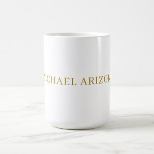 Caneca De Café Cor Moderno Simples Minimalista Dourado e Branco