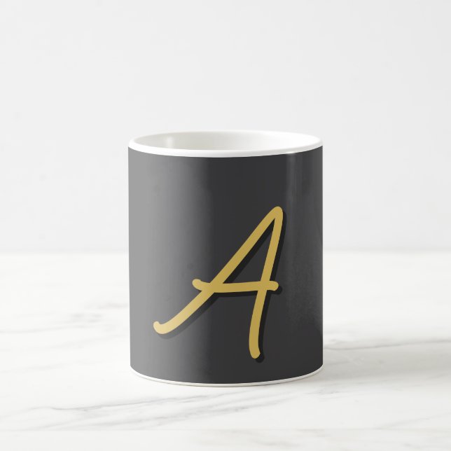 Caneca De Café Cor Monograma Ouro Cinza Profissional (Centro)