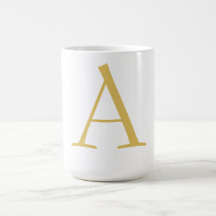 Caneca De Café Cor Monograma Profissional Personalizado Dourado