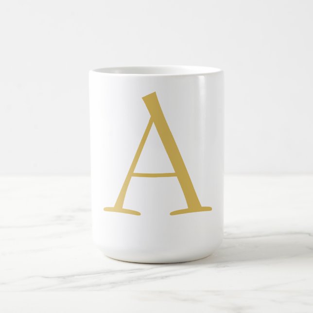 Caneca De Café Cor Monograma Profissional Personalizado Dourado (Centro)