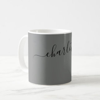 Caneca De Café Cor Níquel Elegante Nome Moderno Personalizado