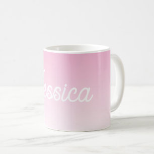 Caneca De Café Cor Ombre Rosa Claro (Editável) & Seu Texto
