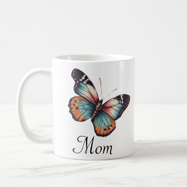 Caneca De Café Cor personalizada da mamãe Borboleta colorida Pers (Esquerda)