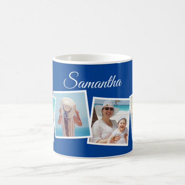 Caneca De Café Cor Personalizada Personalizada de Colagem de Foto (Centro)