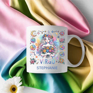 Caneca De Café Cor Personalizado Colorido Virgem Zodíaco Astrolog