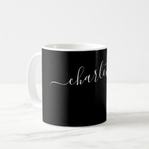 Caneca De Café Cor Preta Elegante Nome Moderno Personalizado