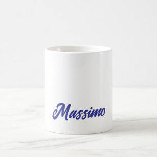 Caneca De Café Cor Profunda Azul Simples Caligrafia Moderna Nome