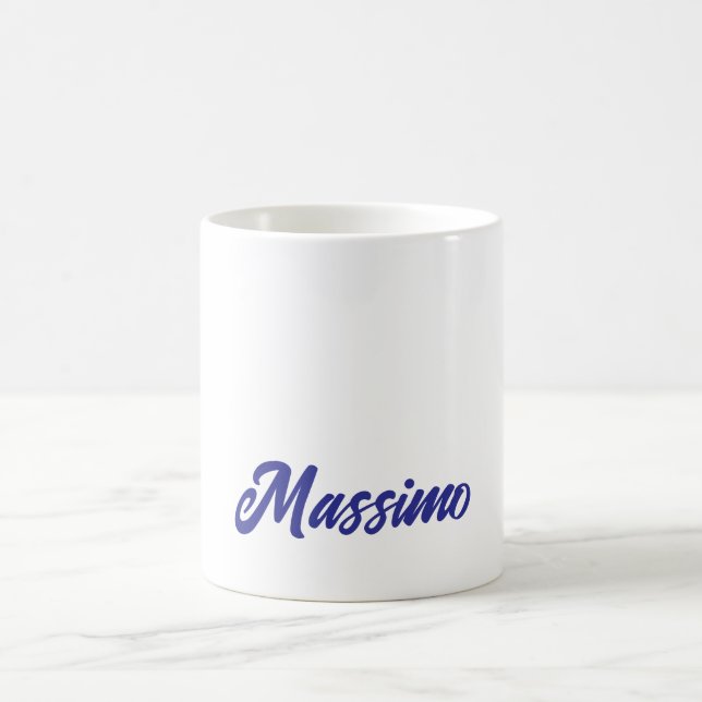 Caneca De Café Cor Profunda Azul Simples Caligrafia Moderna Nome  (Centro)