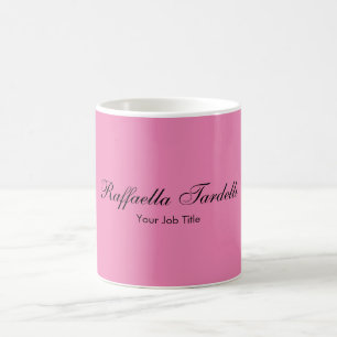Caneca De Café Cor rosa de nome personalizado minimalista
