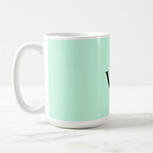Caneca De Café Cor simples sólida adicionar texto nome monograma (Esquerda)