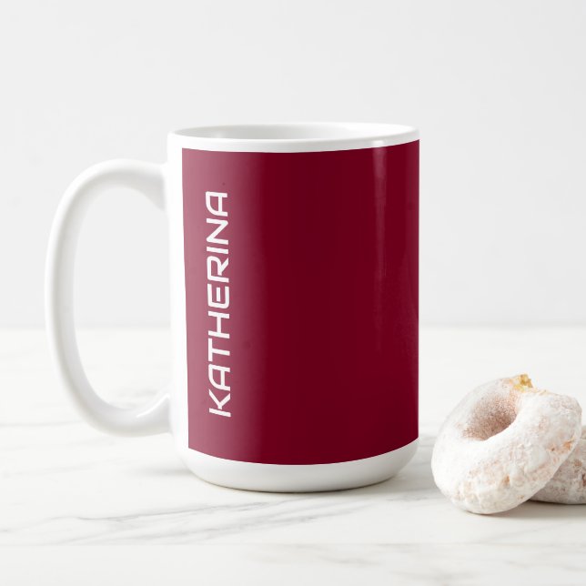 Caneca De Café Cor Sólida da Borgonha | Personalizado Clássico (Com Donut)