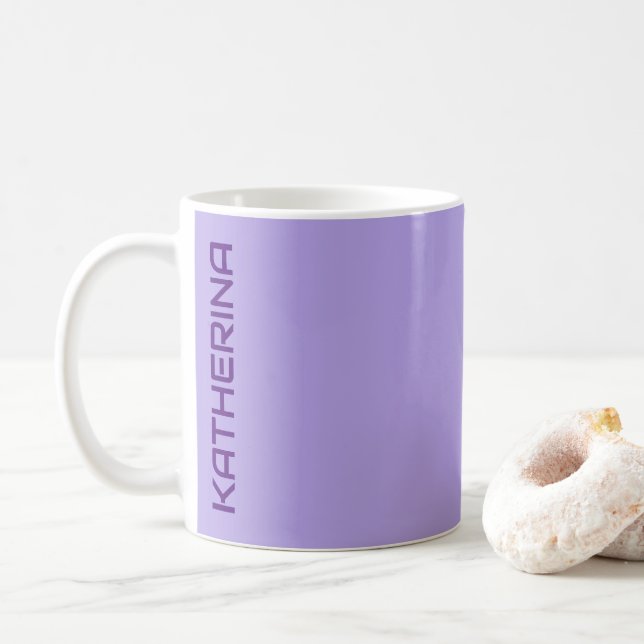 Caneca De Café Cor Sólida da Cinza Lilac Pastel Personalizada (Com Donut)
