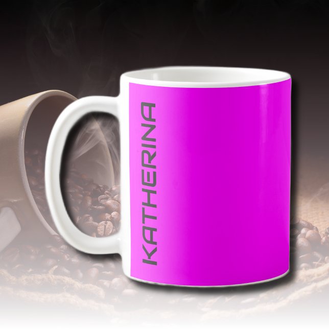 Caneca De Café Cor Sólida Neon Magenta | Personalizado Clássico (Criador carregado)