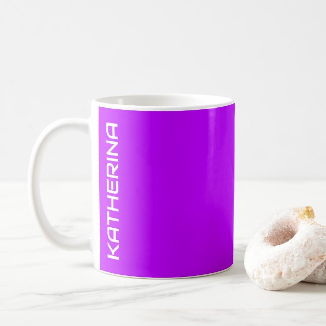 Caneca De Café Cor Sólida Neon Purple | Personalizado Clássico (Com Donut)