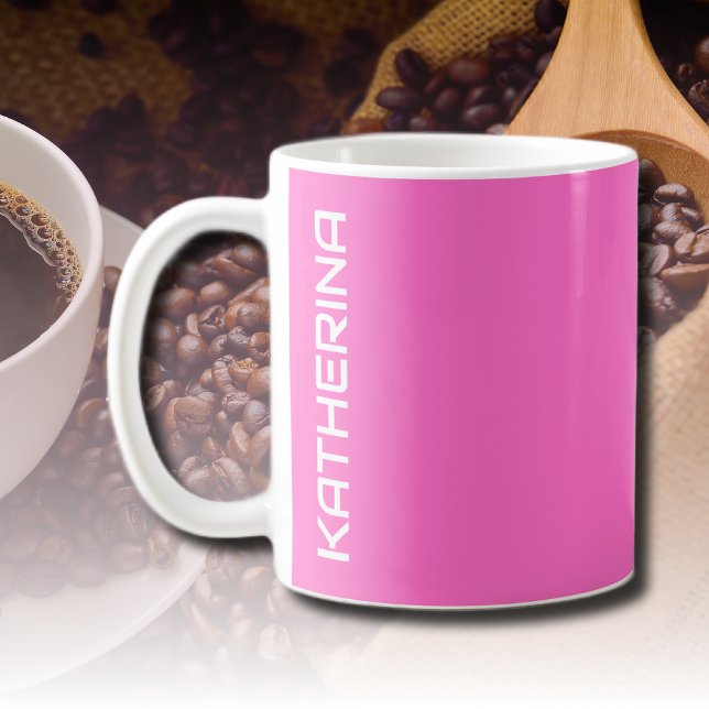 Caneca De Café Cor Sólida Neon Rosa | Personalizado Clássico (Criador carregado)