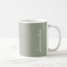 Caneca De Café Cor Sólida Verde da Cinza do Deserto Personalizada