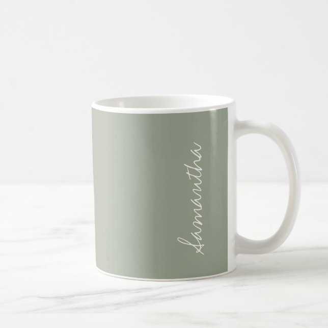 Caneca De Café Cor Sólida Verde da Cinza do Deserto Personalizada (Direita)
