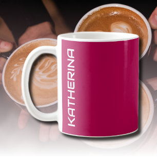 Caneca De Café Cor Sólida Vermelha de Framboesa Personalizado C