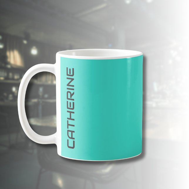 Caneca De Café Cor Sólido Turquesa Personalizada (Criador carregado)