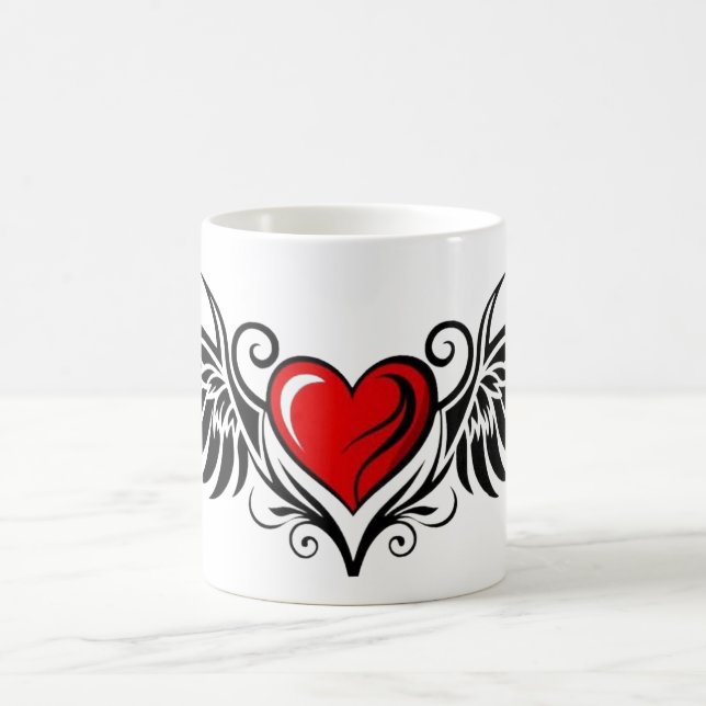 Caneca De Café Coração Alado Tribal (Centro)