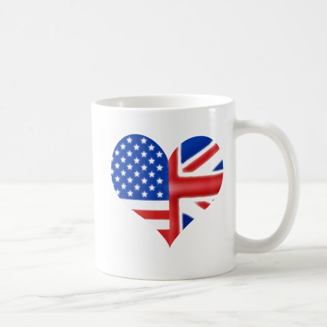 Caneca De Café Coração americano britânico (Direita)
