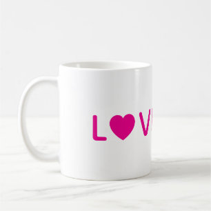 Caneca de Café Coração Amor Presente Fofo Rosa