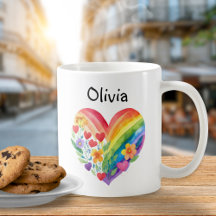 Coração Arco-íris em Aquarela Personalizado