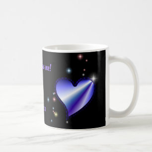 Caneca De Café Coração Arco-Íris Púrpura com Estrelas