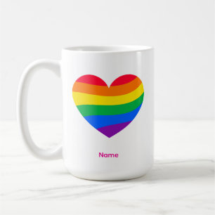 Caneca De Café Coração Arco-Íris Retrô - Arte Abstrata Colorida F
