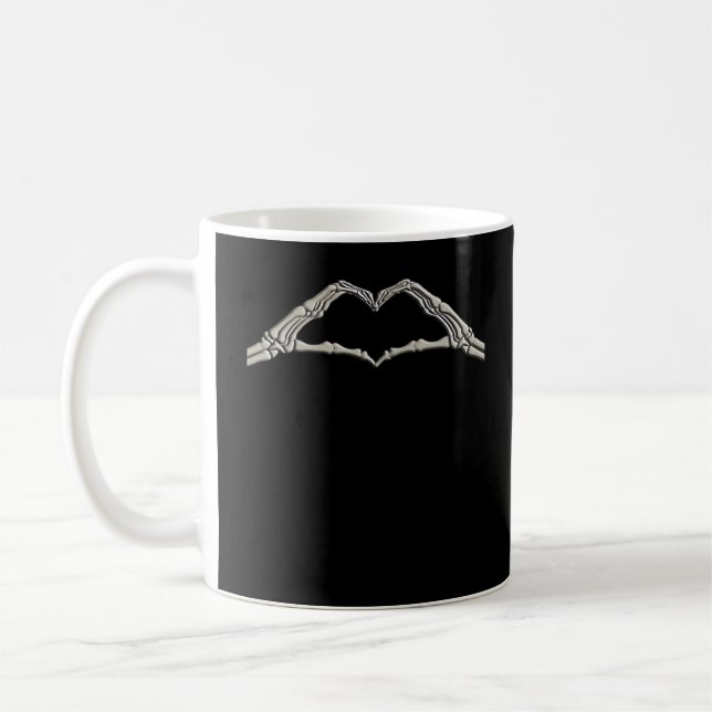 Caneca De Café Coração Ativo Mãos Ósseas (Esquerda)
