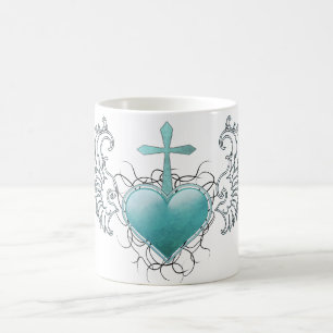 Caneca De Café Coração azul de cristal fiel