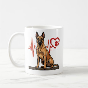 Caneca De Café Coração Batendo Pata Coração de Cão Pastor Belga