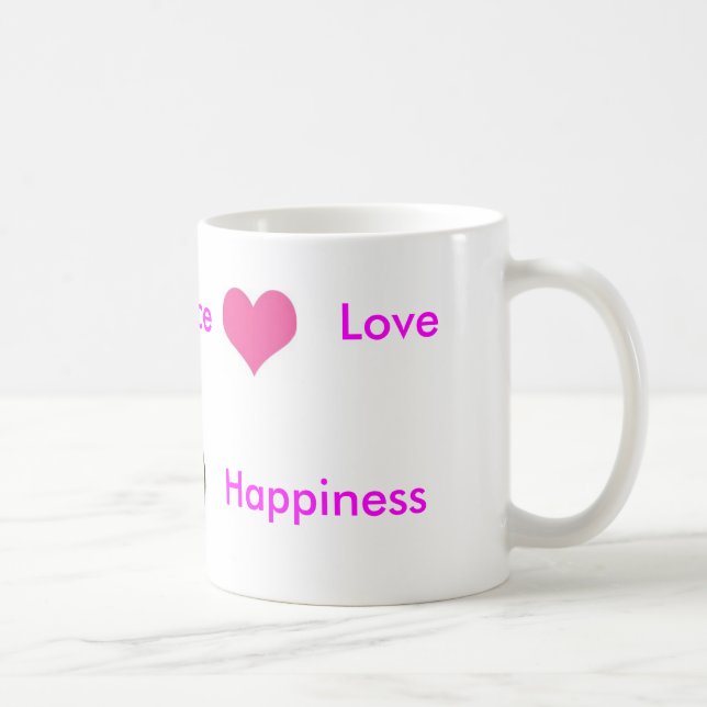 Caneca De Café coração bonito da paz, paz, amor, Happi… (Direita)