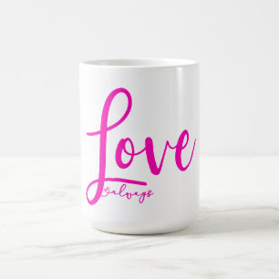 Caneca De Café Coração bonito da tipografia cor-de-rosa sempre