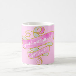 Caneca De Café Coração Brilhante Bonito Brilhante Cor-de-Rosa Dou