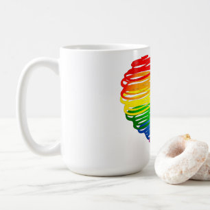 Caneca De Café Coração colorido arco-íris de SlipperyJoe rabiscad
