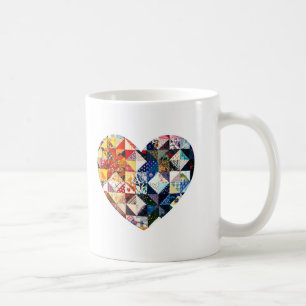 Caneca De Café Coração colorido da edredão de retalhos