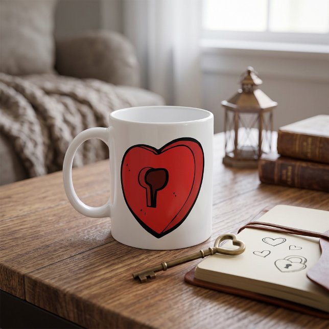 Caneca De Café Coração com Buraco de Chave (Criador carregado)
