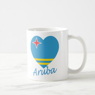 Caneca De Café Coração da bandeira de Aruba