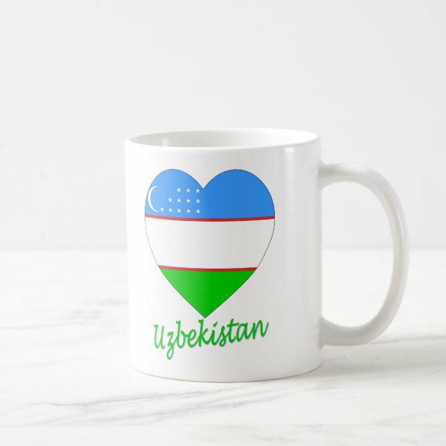 Caneca De Café Coração da bandeira de Uzbekistan (Direita)