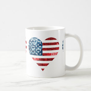 Caneca De Café coração da bandeira dos eua